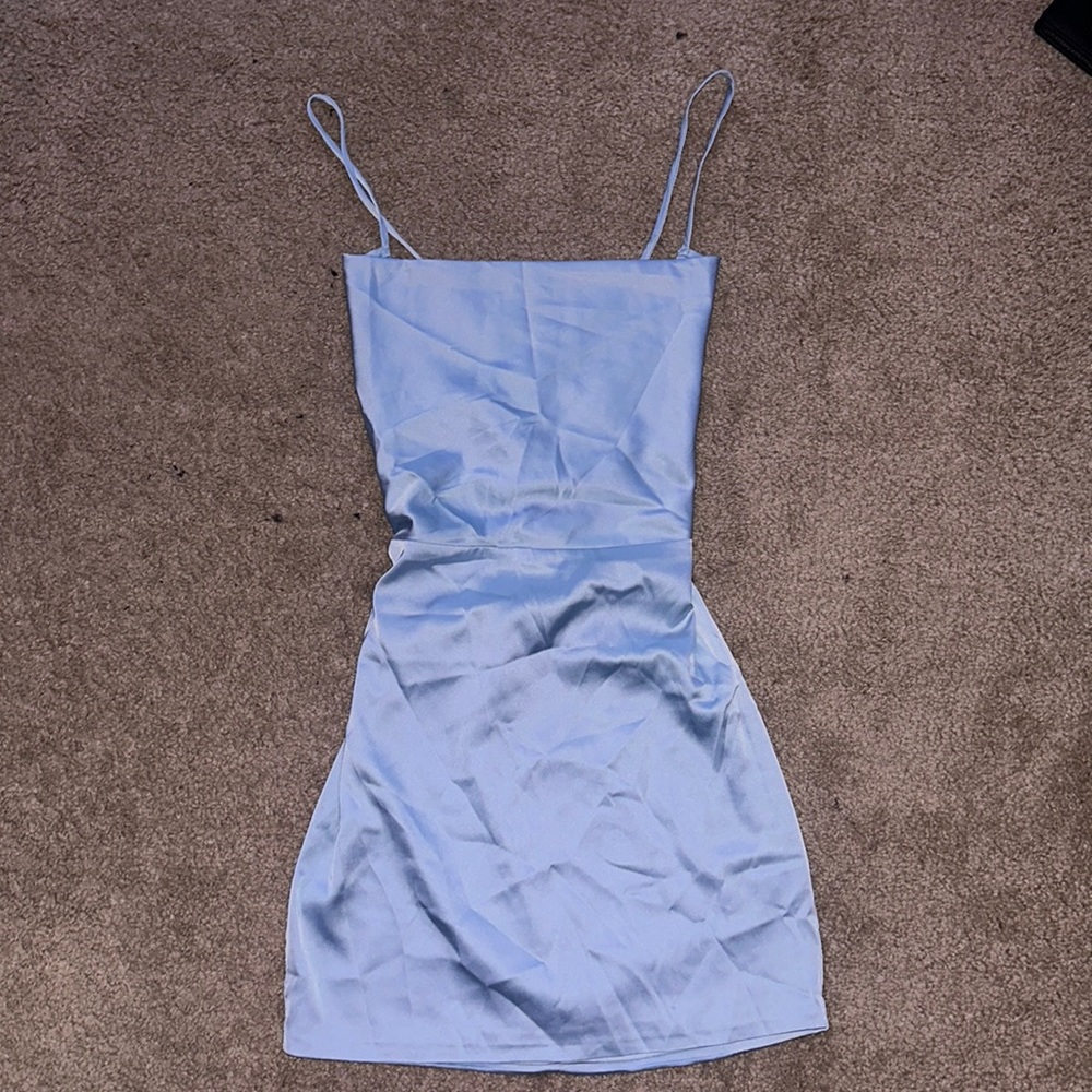 FASHION NOVA light blue satin dress